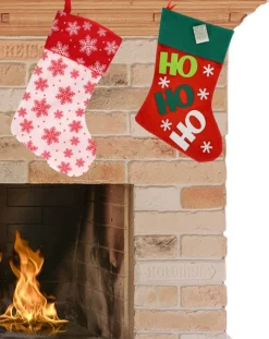 Merkloos Kerstsokken>Kerstsokken - Set Van 2X Stuks - H40 Cm En H45 Cm - Polyester