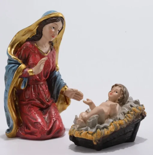 Merkloos Kerststallen>Kerststal - 30 Cm Kerstfiguren - 11 Beeldjes - Kerstdecoratie - Maria - Jesus - Joseph - Wijze Mannen - Dieren - Bijbel - Polystone