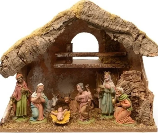 Decoris Kerststallen>Kerststal Met 8 Kerst Figuren 38 Cm - Kerststallen