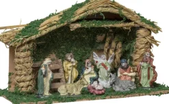Feeric lights u0026 Christmas Kerststallen>Kerststal Met 9 Kerstbeeldjes - Porselein - 38X14,5X22,5 Cm