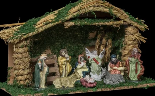 Feeric lights u0026 Christmas Kerststallen>Kerststal Met 9 Kerstbeeldjes - Porselein - 38X14,5X22,5 Cm