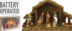 Generic Kerststallen></noscript>Kerststal Met Verlichting - 39 X 15 X 22,5 Cm - Op Batterijen