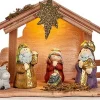Krist+ Kerststallen>Kerststal Set Led Licht Keramisch Hout Multicolour (28 X 15 X 9,5 Cm)