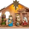 Krist+ Kerststallen>Kerststal Set Led Licht Keramisch Hout Multicolour (28 X 17 X 10 Cm)