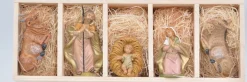 Merkloos Kerststallen>Kerststal/Kerstbeelden Jozef, Maria, Jezus, Os En De Ezel 12 Cm