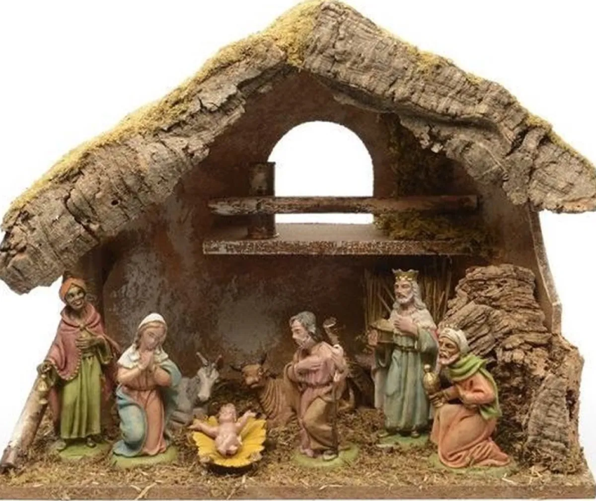 HHCP Kerststallen>Kerststalset Poly 8 Figuren H29Cm