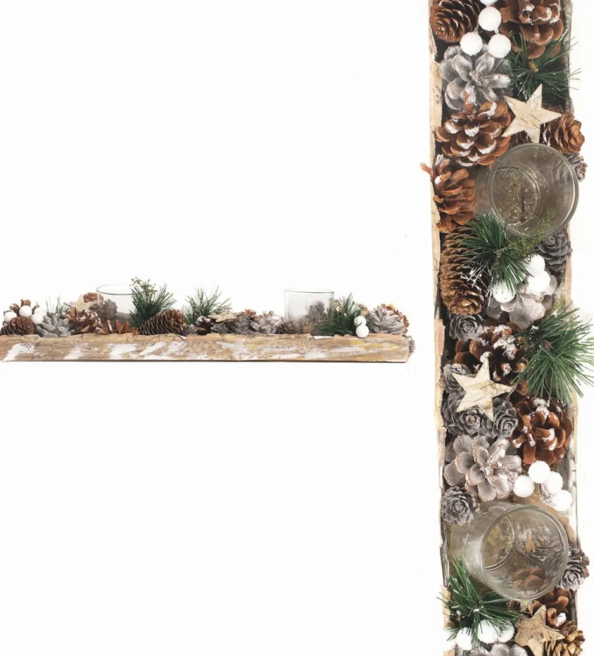 Naturn Christmas Kerststukjes>Kerststuk Theelicht Houder - Merry Christmas | 45 Cm / 2L | Decoratief Kerststuk Gemaakt Uit Natuurlijke Materialen En Voorzien Van Twee Waxinehouders | Kerst Decoratie | Goud