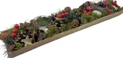 WDMT Kerststukjes></noscript>Kerststuk Theelicht Houder - Red Berry | 45 Cm / 2L | Decoratief Kerststuk Gemaakt Uit Natuurlijke Materialen En Voorzien Van Twee Waxinehouders | Rood