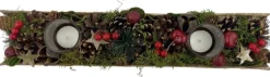 WDMT Kerststukjes></noscript>Kerststuk Theelicht Houder - Red Berry | 45 Cm / 2L | Decoratief Kerststuk Gemaakt Uit Natuurlijke Materialen En Voorzien Van Twee Waxinehouders | Rood
