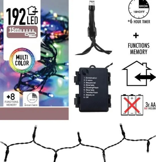 Merkloos Kerstverlichting Op Batterij Gekleurd Buiten 192 Lampjes Best Sale