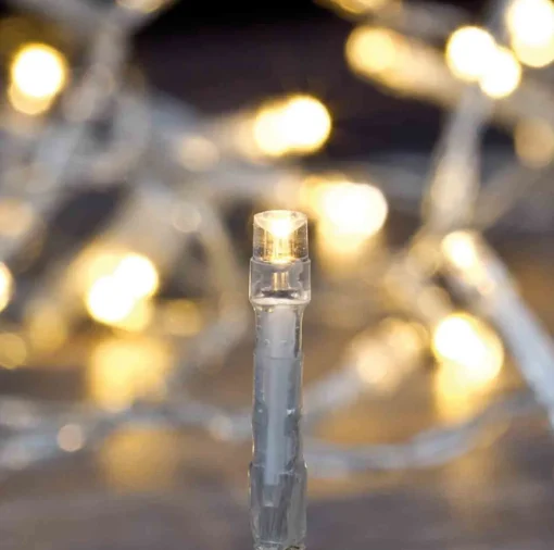 Merkloos Kerstverlichting Transparant Snoer Met 80 Warm Witte Lampjes - 6 Meter - Kerstlampjes/Kerstlichtjes - Binnen/Buiten Flash Sale
