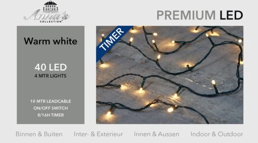 Anna's Collection Kerstverlichting Warm Wit 40 Leds Met Dimmer En Timer Functie 400 Cm - Voor Buiten En Binnen - Boomverlichting Store