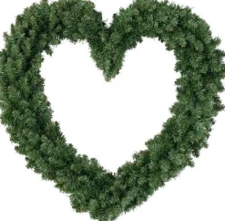 Merkloos Kerstkransen>Kerstversiering Kerstkrans Hart Groen 50 Cm