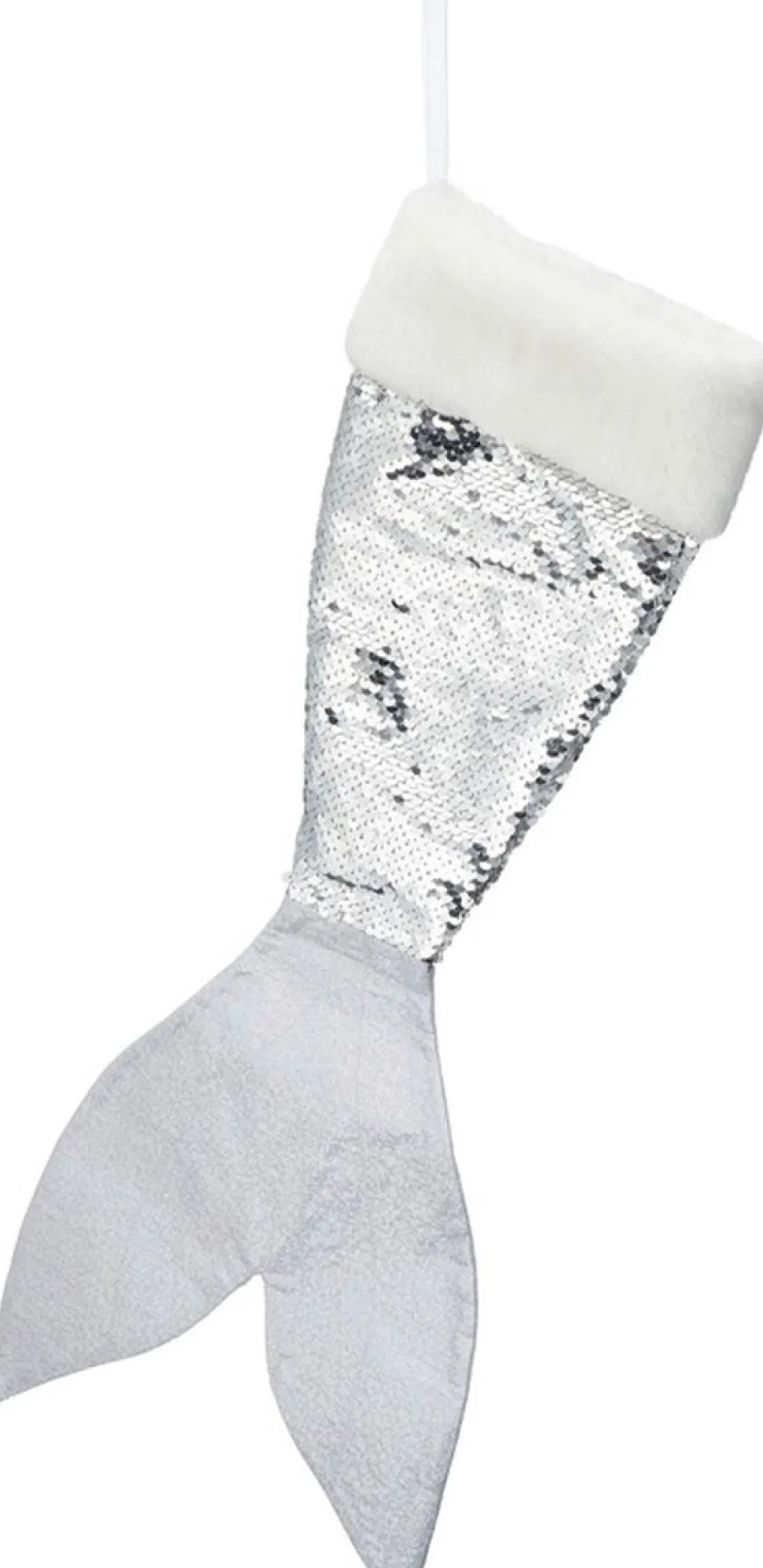 Merkloos Kerstsokken>Kerstversiering Kerstsok Zeemeerminnen Staart /Wit 45 Cm