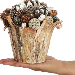 * Kerststukjes></noscript>Kerstversieringen In De Bloempot, Verschillende Soorten Dennenappels In De Decoratieve Schorspot, Handgemaakt Bloemstuk Als Tafeldecoratie (1 Stuk, 18 Cm, Wit, Kralen)