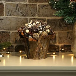 * Kerststukjes></noscript>Kerstversieringen In De Bloempot, Verschillende Soorten Dennenappels In De Decoratieve Schorspot, Handgemaakt Bloemstuk Als Tafeldecoratie (1 Stuk, 18 Cm, Wit, Kralen)