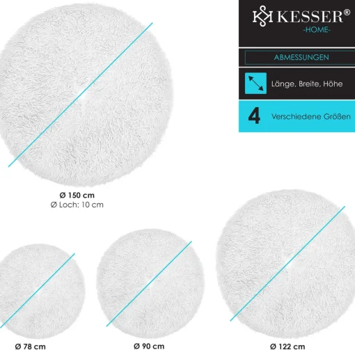 Kesser ® Kerstboomrok Kerstboomkleed Imitatiebont Rond Kerstboom Tapijt Vilt Pluche Voor Sneeuw Decoratie Versieringen - Wit / O 78 Cm Wit - O 78 Cm Store