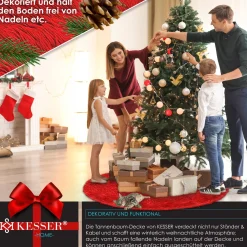 Kesser ® Kerstboomrok Kerstboomkleed Imitatiebont Rond Kerstboom Tapijt Vilt Pluche Voor Sneeuw Decoratie Versieringen - Rood / O 150 Cm Rood - O 78 Cm Store