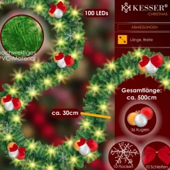 Kesser Guirlandes></noscript>® Kerstslinger | Guirlande Met 100 Led's Warmwit Lampjes - Kerstversiering, Kerstguirlande Led Verlichting Voor Kerstboom En Binnen & Buiten, Kerstverlichting Slinger Voor Kerstmis - Groen, 5M / 100 Leds Met Afstandsbediening