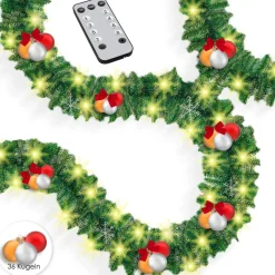 Kesser Guirlandes></noscript>® Kerstslinger | Guirlande Met 100 Led's Warmwit Lampjes - Kerstversiering, Kerstguirlande Led Verlichting Voor Kerstboom En Binnen & Buiten, Kerstverlichting Slinger Voor Kerstmis - Groen, 5M / 100 Leds Met Afstandsbediening