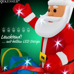 Kesser Kerstbeelden></noscript>® Opblaasbare Kerstman Met Slee Xl Led Verlicht - Kerstman Pop Met Rendier Kerstverlichting Incl. Bevestigingsmateriaal Kerstversiering Kerstdecoratie