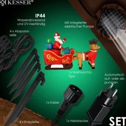 Kesser Kerstbeelden></noscript>® Opblaasbare Kerstman Met Slee Xl Led Verlicht - Kerstman Pop Met Rendier Kerstverlichting Incl. Bevestigingsmateriaal Kerstversiering Kerstdecoratie