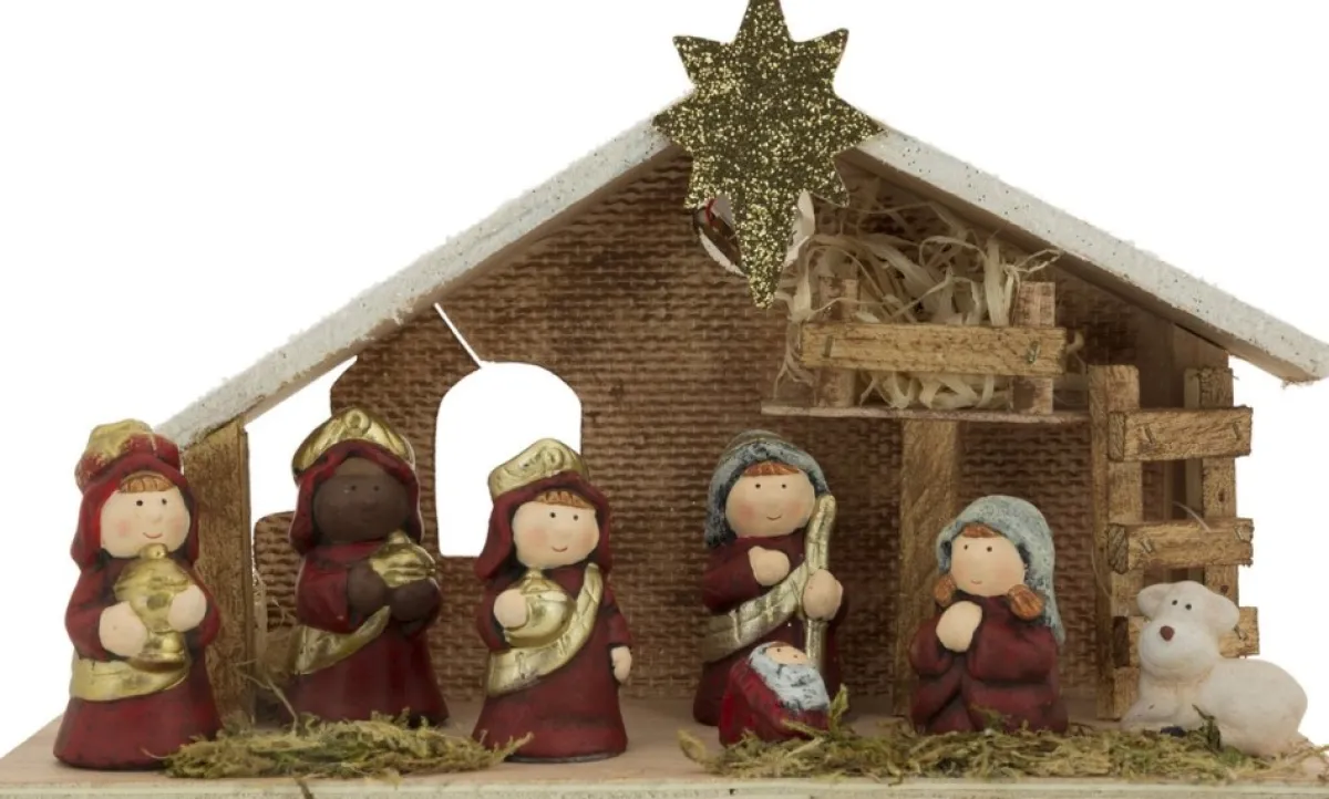 Cosyu0026Trendy Kerststallen>Kinder/Kinderkamer Kerststal Met Beelden/Figuren En Licht 28 X 10 X 17 - Kerststalletjes/Kerststallen Met Verlichting