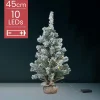 Merkloos Kleine Kunstkerstboom | In Jute Zak | 45 Cm | 10 Led | Batterij | Sneeuw Best
