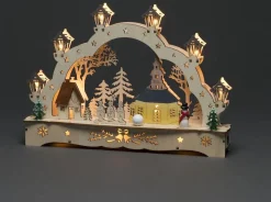 Konst Smide Konstsmide Kersttafereel Kerk/Sneeuwpop Led 27,5 Cm Hout Naturel Outlet