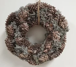 b-home-interieur.be Kerstkransen>Krans - Decoratieve Krans Met Mos & Dennenappels - Diameter 30 Cm