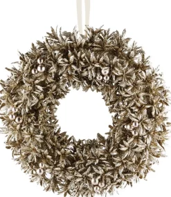 Merkloos Kerstkransen>Krans / Kerstkrans - Champagne / Beige / Zilver - O 32 X 7 Cm Hoog