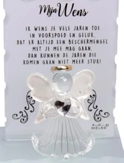 New dutch Kerstbeelden>Kristallen Beschermengel Met Gedicht Mijn Wens - Kado - - Gedicht Mijn Wens - Uniek Kado