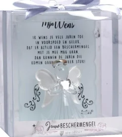 New dutch Kerstbeelden>Kristallen Beschermengel Met Gedicht Mijn Wens - Kado - - Gedicht Mijn Wens - Uniek Kado