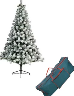 Merkloos Kunst Kerstboom Imperial Pine 525 Tips Met Sneeuw 180 Cm Inclusief Opbergzak - Kunstbomen/Kunst Kerstbomen Hot