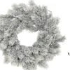 Merkloos Kerstkransen>Kunst Kerstkrans Groen/Sneeuw 35 Cm Met Ijzeren Hanger - Kerst Decoratie Kransen Van Dennentakken