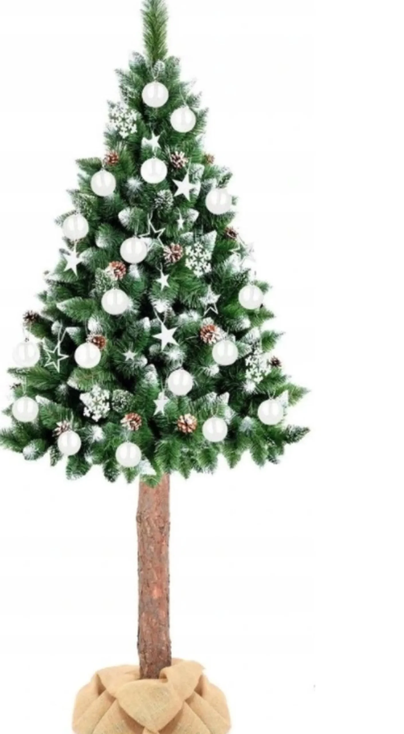 Viking Choice Kunstkerstboom - 180 Cm - Met Houten Stam - Sneeuw En Dennenappels Discount