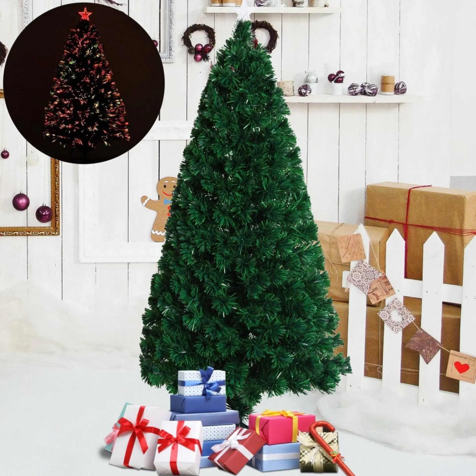 ChristmasGoodz Kunstkerstboom Met Glasvezel Verlichting En Decoratie - Kerstboom - Kerst - Led - 120 Cm Hot