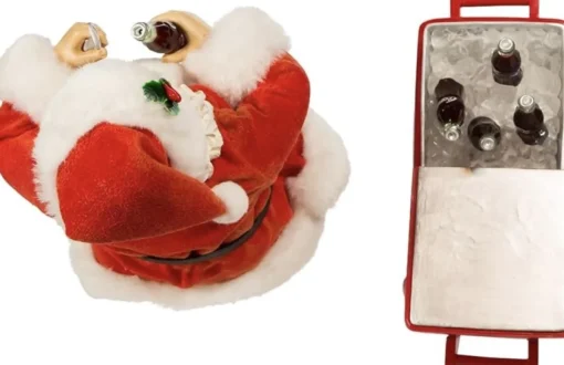 Kurt S. Adler Kerstbeelden> -Coca-Cola® Fabriche Santa + Table Cooler