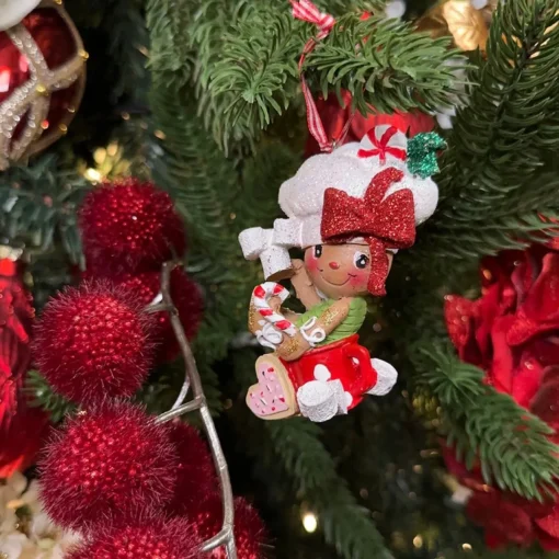 Kurt S. Adler Kerstboomversieringen> Kerstornament - Gingerbread Mannetjes Chocolademelk - Set Van 2 - Bruin Wit - 10Cm