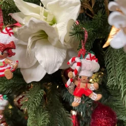 Kurt S. Adler Kerstboomversieringen></noscript> Kerstornament - Pepermunt Swirl Gingerbread Mannetjes - Set Van 2 - Rood Bruin Wit - 9Cm