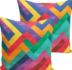 De Groen Home Kerstkussens>Kussenhoes 2 Stuks - Velvet -Gekleurde Rechthoeken - 45X45 - Fluweel Kussensloop - Aan Beide Zijden Bedrukt