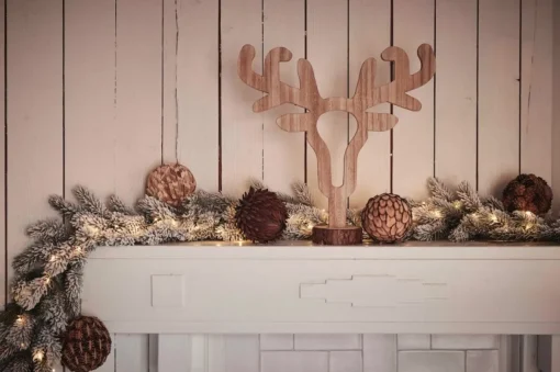 Naturn Christmas Kerststukjes>Landelijke Kaarsen Houder Rendier Gewei Kerstversiering Van | 55 Cm | Kerstverlichting | Houten Waxinelichtjes Houder | Kerstdecoratie Voor Binnen | Duurzame Kerst Versiering | Bruin