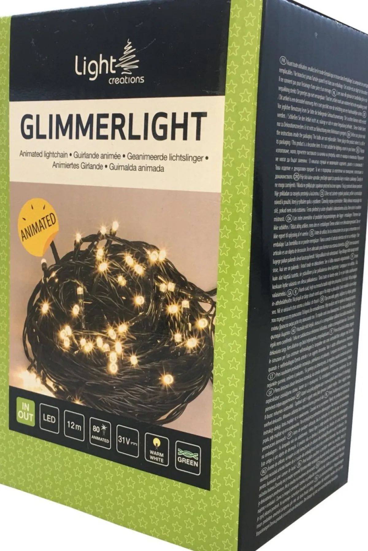 Globall Concept Guirlandes>Led Guirlande - 80 Lampen - Warm Wit - Groene Draad - Modulator - 12M - 24V