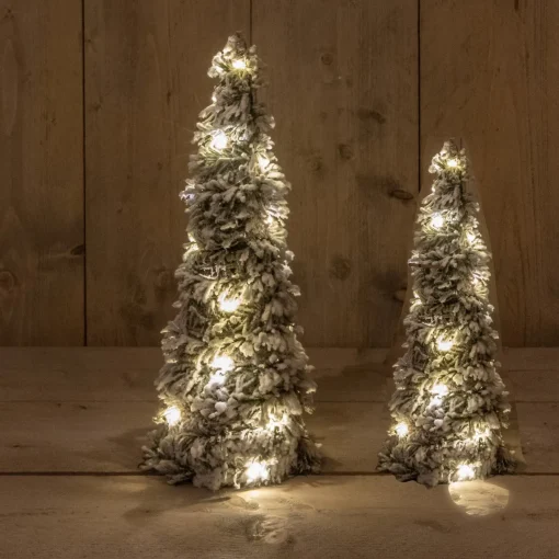 Anna's Collection Led Kegel Kerstbomen - 2X Stuks - Besneeuwd - 40 En 60 Cm - Kerstverlichting Best