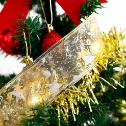 Merkloos Led Kerstboom Licht Lint- 5 Meter 50 Led Lichtjes-Werkt Op Batterij-Kerstdecoratie-Warm Wit Licht-Goud Clearance