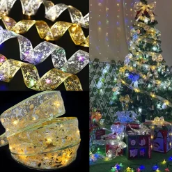 Merkloos Led Kerstboom Licht Lint- 5 Meter 50 Led Lichtjes-Werkt Op Batterij-Kerstdecoratie-Warm Wit Licht-Goud Clearance