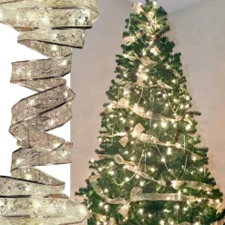 Merkloos Led Kerstboom Licht Lint- 5 Meter 50 Led Lichtjes-Werkt Op Batterij-Kerstdecoratie-Warm Wit Licht-Goud Clearance