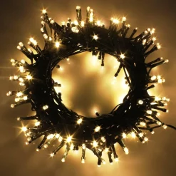 Solistech Led Kerstverlichting Buiten - 60M - Verlengbaar (T/M 120M) - 600 Lichtpuntjes - Ip44 Waterbestendig - Warmwit 2700K - Donkergroene Kabel - Kerst Verlichting Voor Binnen En Buiten - Zeer Energiezuinig 7,2W Online