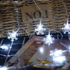 Brill-ligfut Led Lampjes Slinger - Sneeuwvlokken - 6 Meter - 40 Lichtjes - Wit Licht - Kerst - Winter - Lichtsnoer Op Batterij Cheap