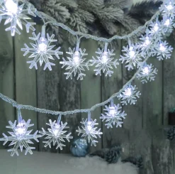 Brill-ligfut Led Lampjes Slinger - Sneeuwvlokken - 6 Meter - 40 Lichtjes - Wit Licht - Kerst - Winter - Lichtsnoer Op Batterij Cheap